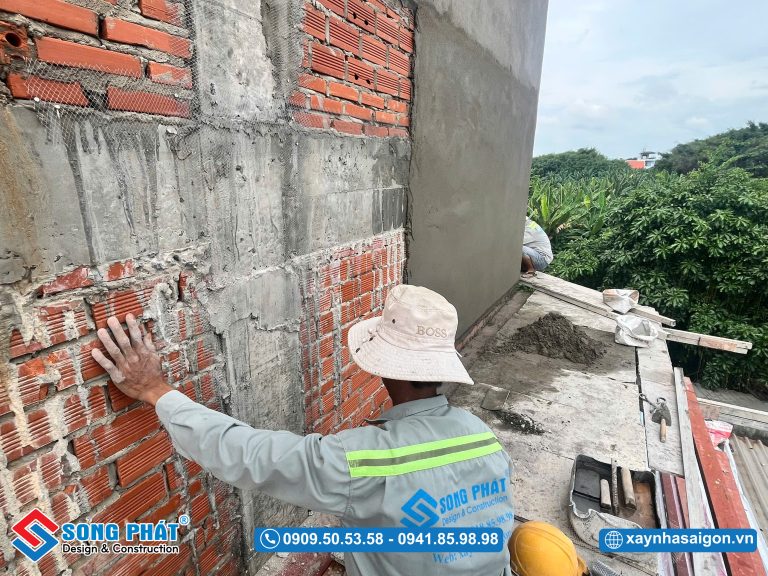 12/06 Thi công tô vách song trái