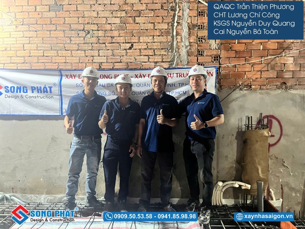 Đội ngũ Song Phát nghiệm thu thép sàn, giám sát quá trình đổ bê tông