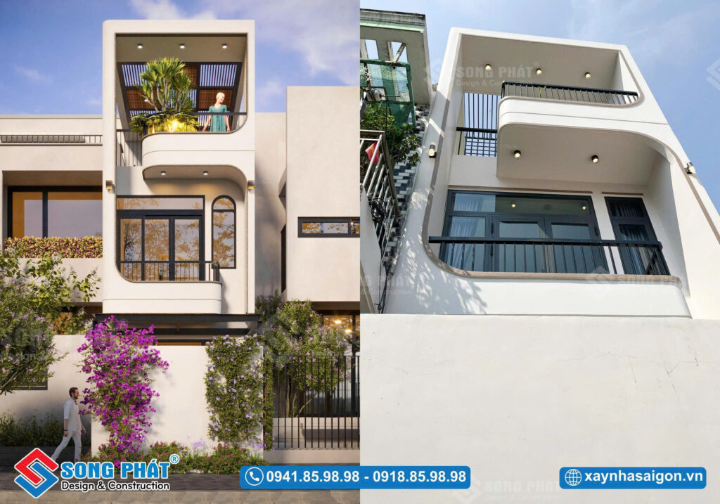 Mặt tiền hoàn thiện giống với phối cảnh 100%