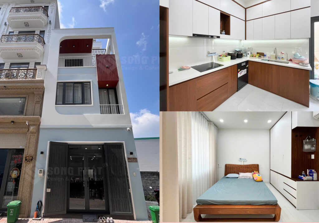 Thiết kế nhà 3 tầng 46m2 hơi thở trong từng đường cong thanh lịch