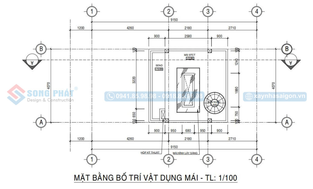Mặt bằng bố trí vật dụng mái