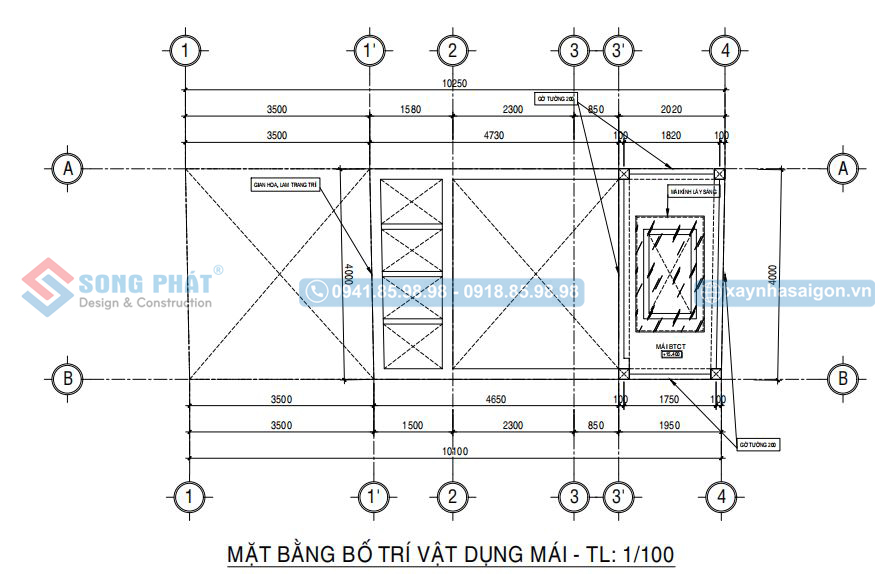 Mặt bằng bố trí vật dụng mái
