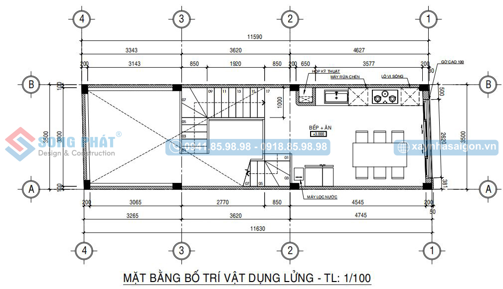Mặt bằng bố trí vật dụng tầng lửng