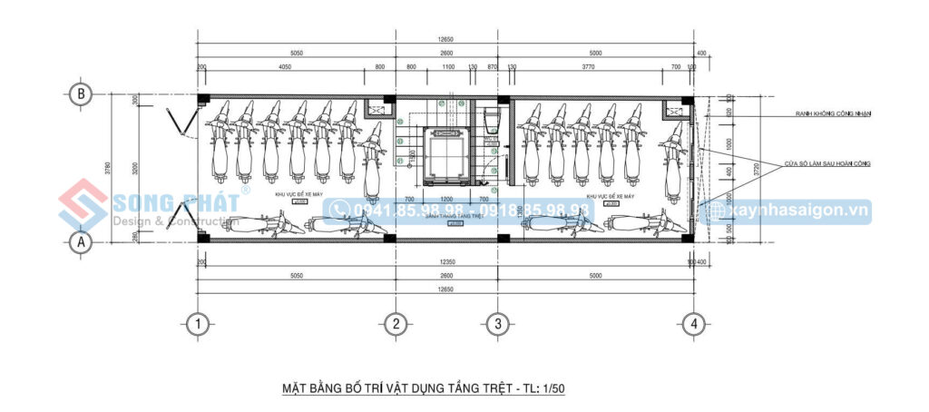 Mặt bằng bố trí vật dụng tầng trệt