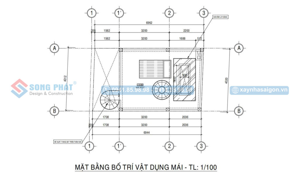 Mặt bằng bố trí vật dụng mái