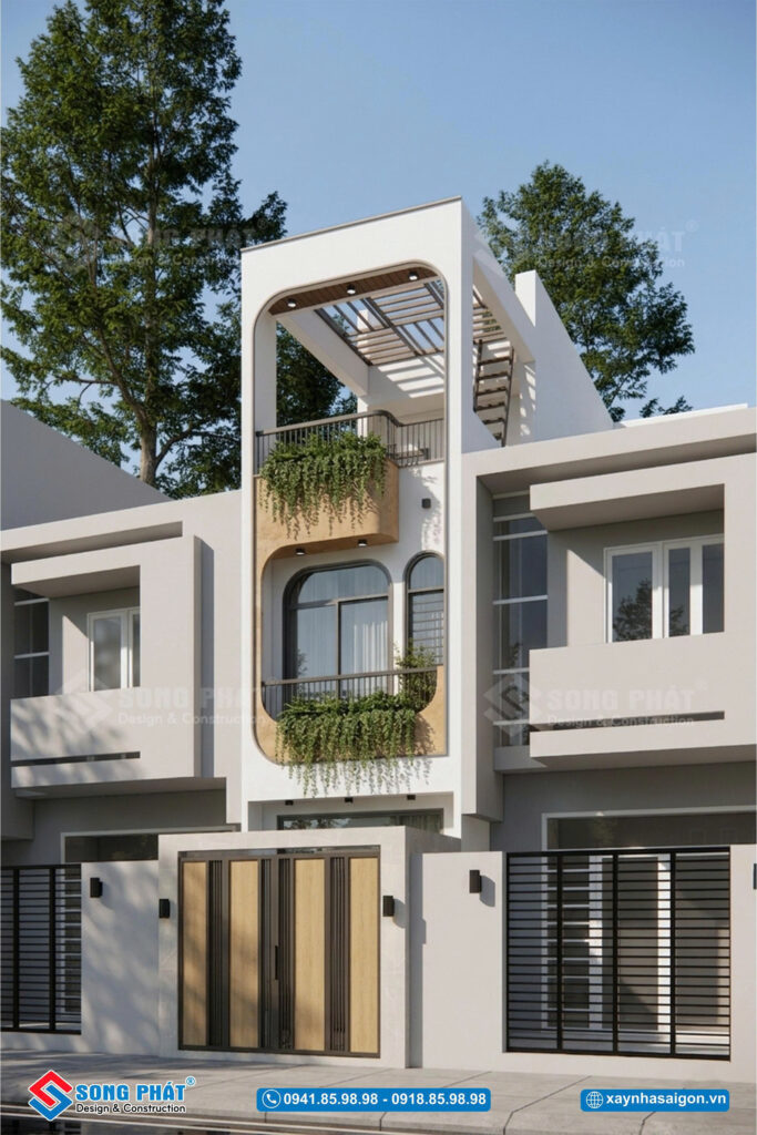 Tone màu trung tính mang đến cảm giác hài hòa cho nhà 1 trệt 2 lầu 200m2