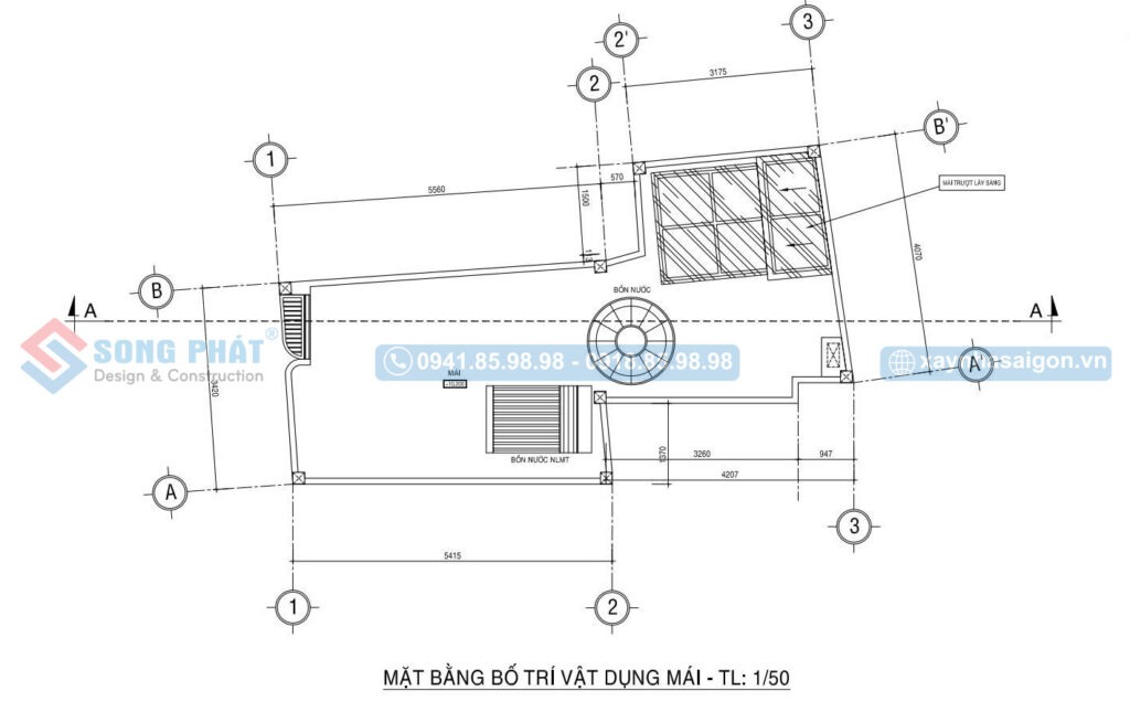 Mặt bằng bố trí vật dụng mái