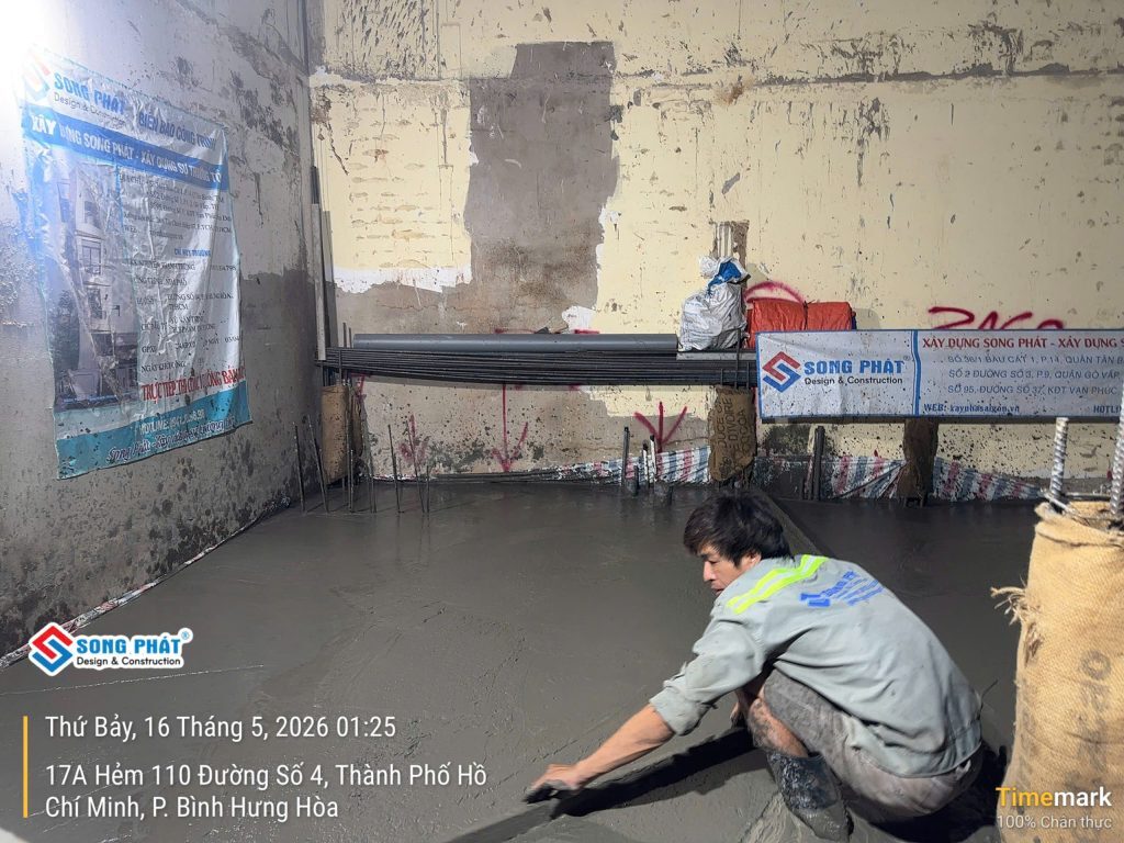 16/05 Hoàn thiện đổ bê tông sàn trệt