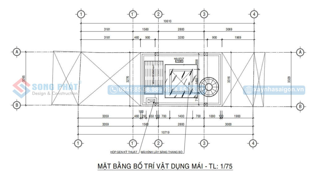 Mặt bằng bố trí vật dụng mái